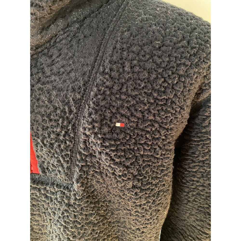 Tommy Hilfiger Women's Sherpa 1/4 Zip Jacket Size L Blue Thumb Holes Preppy - Picture 4 of 11